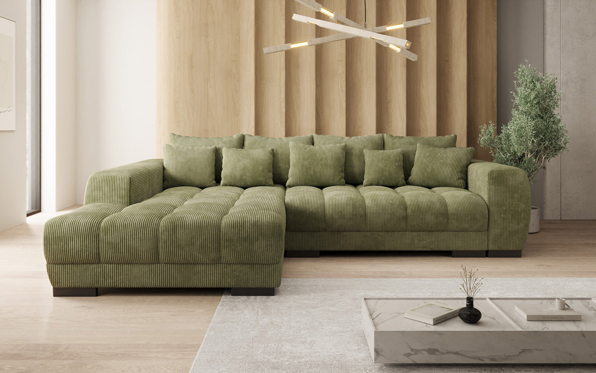 Canapé design Balu avec fonction couchage et espace de rangement en Côtelé