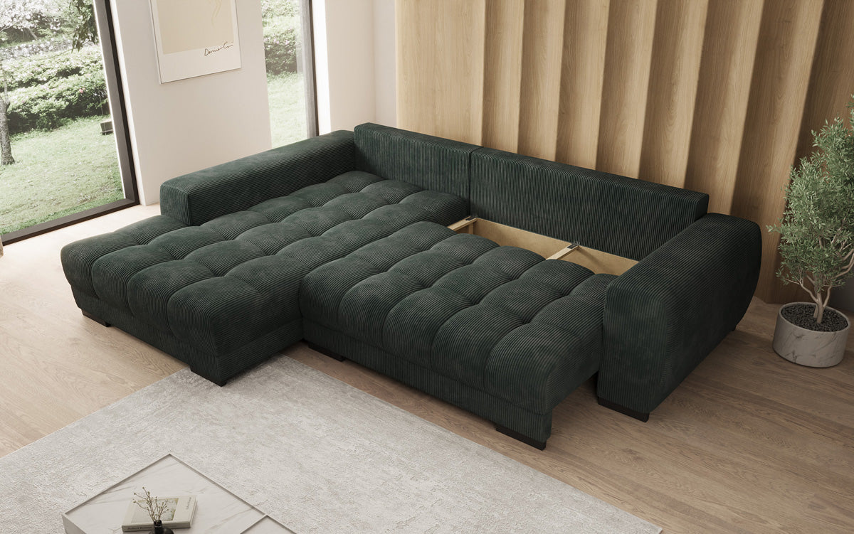 Canapé design Balu avec fonction couchage et espace de rangement en Côtelé