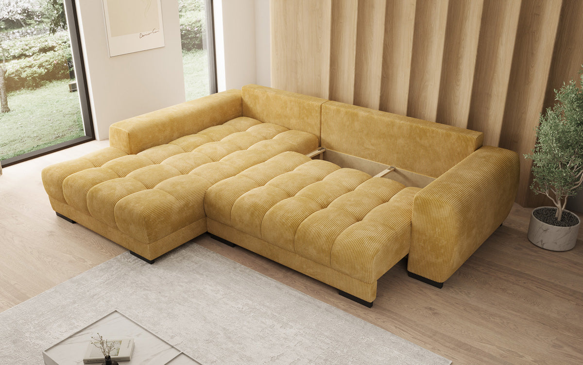 Canapé design Balu avec fonction couchage et espace de rangement en Côtelé