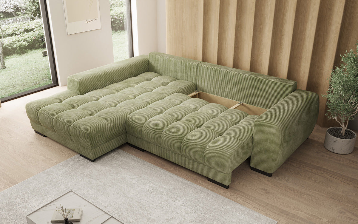 Canapé design Balu avec fonction couchage et espace de rangement en Côtelé