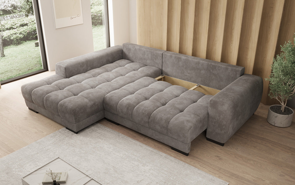 Canapé design Balu avec fonction couchage et espace de rangement en Côtelé