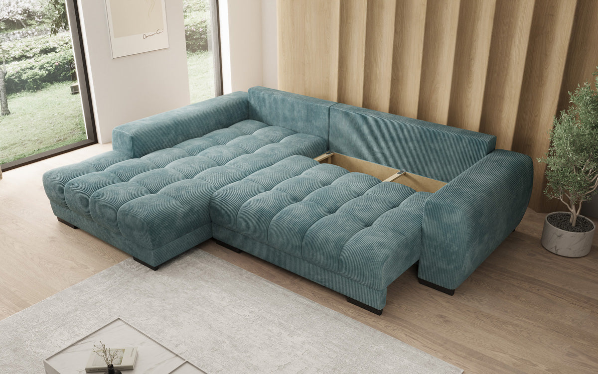 Canapé design Balu avec fonction couchage et espace de rangement en Côtelé