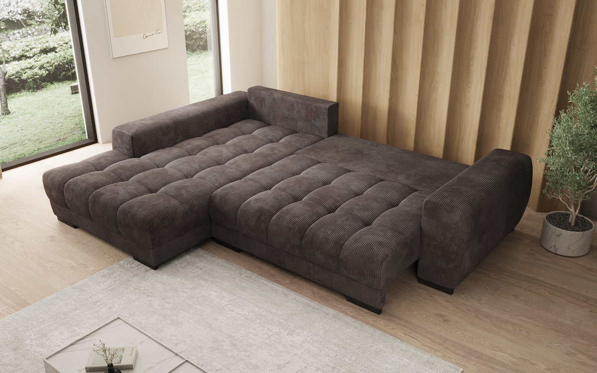 Canapé design Balu avec fonction couchage et espace de rangement en Côtelé