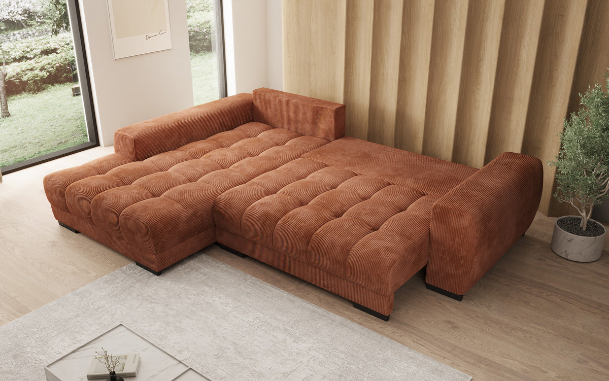 Canapé design Balu avec fonction couchage et espace de rangement en Côtelé