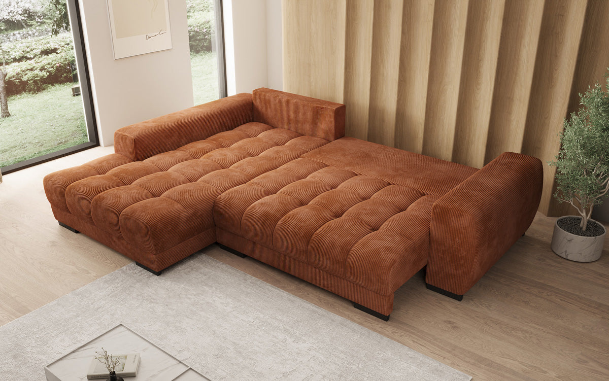 Canapé design Balu avec fonction couchage et espace de rangement en Côtelé