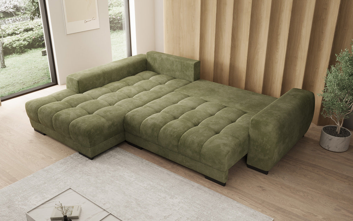 Canapé design Balu avec fonction couchage et espace de rangement en Côtelé