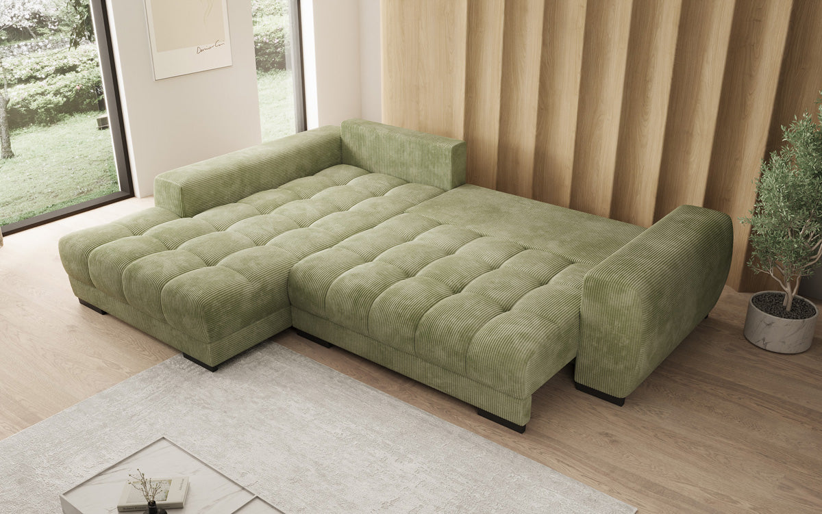 Canapé design Balu avec fonction couchage et espace de rangement en Côtelé
