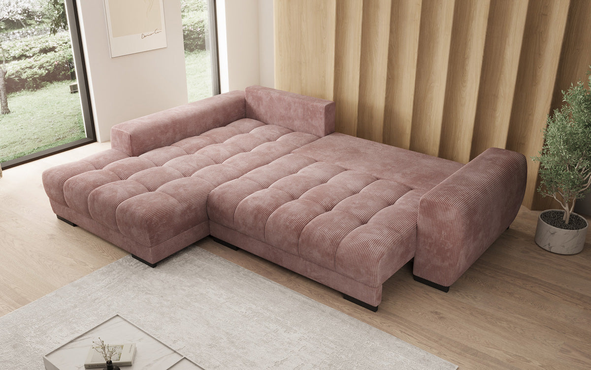 Canapé design Balu avec fonction couchage et espace de rangement en Côtelé