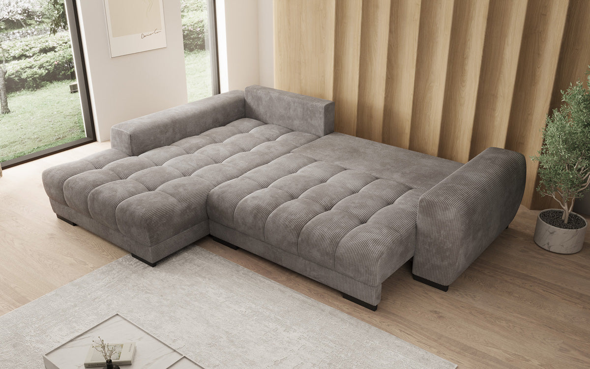 Canapé design Balu avec fonction couchage et espace de rangement en Côtelé