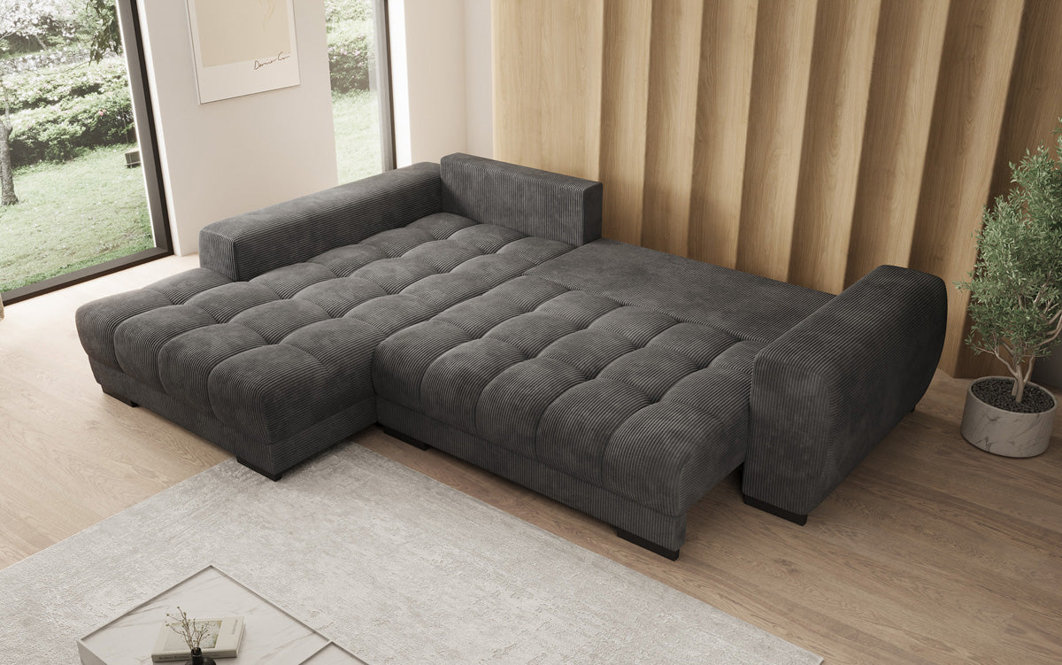 Canapé design Balu avec fonction couchage et espace de rangement en Côtelé