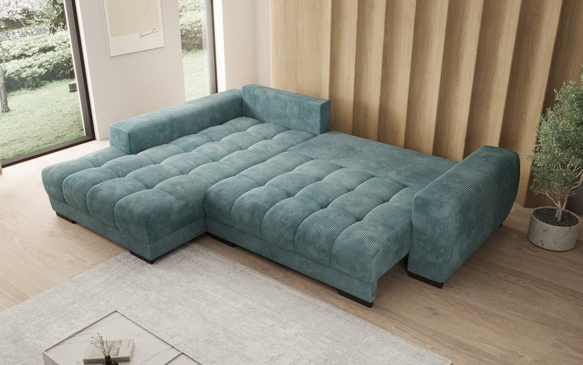 Canapé design Balu avec fonction couchage et espace de rangement en Côtelé