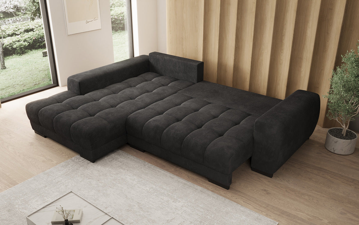 Canapé design Balu avec fonction couchage et espace de rangement en Côtelé
