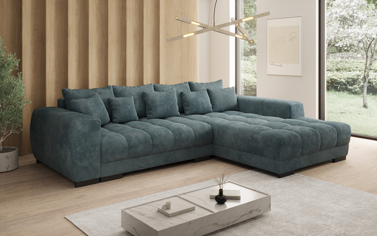 Canapé design Balu avec fonction couchage et espace de rangement en Côtelé
