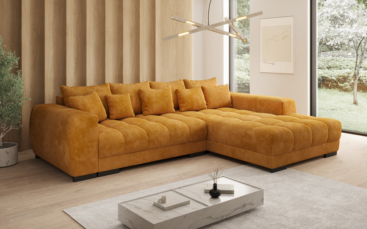 Canapé design Balu avec fonction couchage et espace de rangement en Côtelé