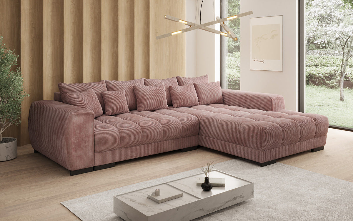 Canapé design Balu avec fonction couchage et espace de rangement en Côtelé