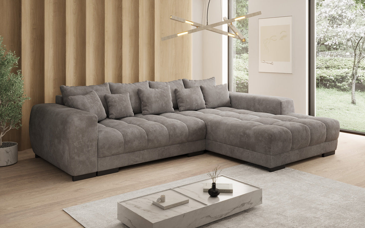 Canapé design Balu avec fonction couchage et espace de rangement en Côtelé