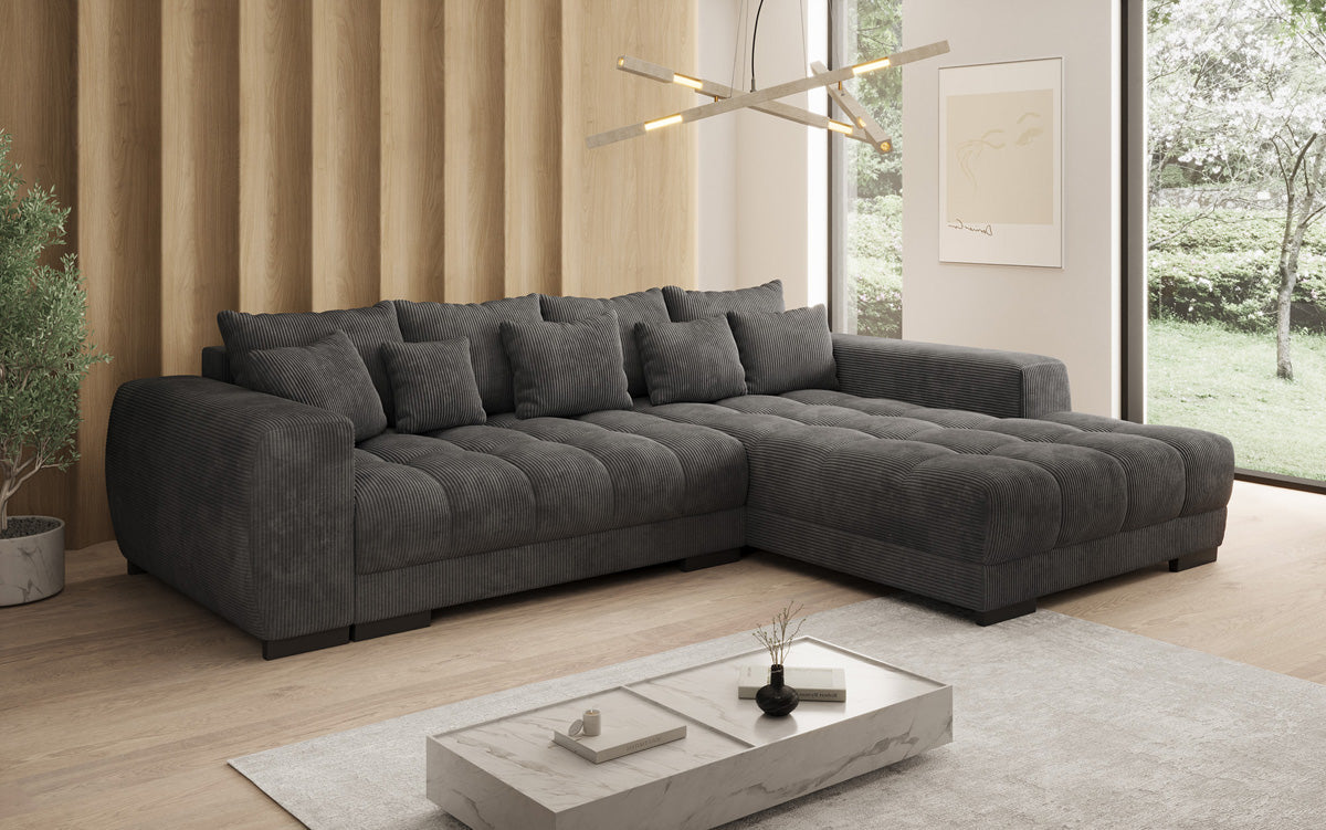 Canapé design Balu avec fonction couchage et espace de rangement en Côtelé