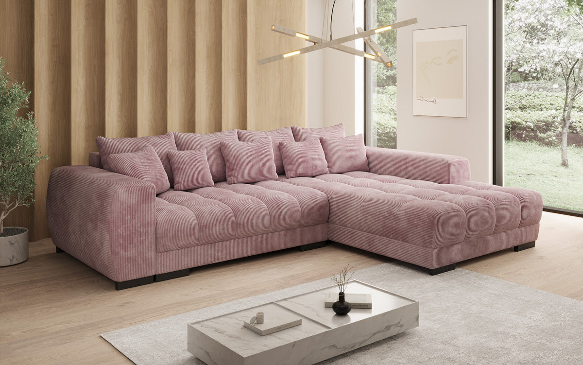 Canapé design Balu avec fonction couchage et espace de rangement en Côtelé