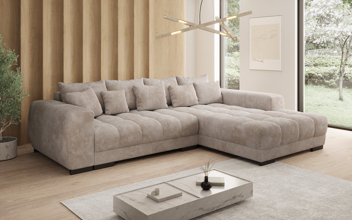 Canapé design Balu avec fonction couchage et espace de rangement en Côtelé