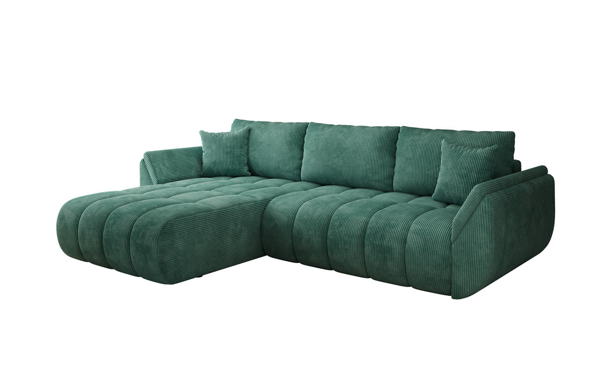 Designsofa Lenoa L met slaapfunctie en opbergruimte in Ribstof