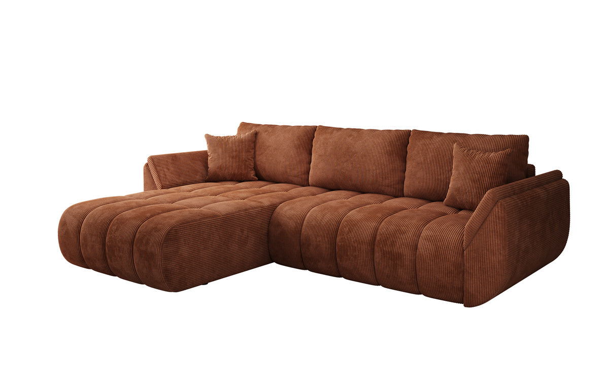 Designsofa Lenoa L met slaapfunctie en opbergruimte in Ribstof