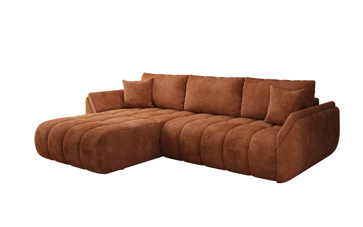 Designsofa Lenoa L met slaapfunctie en opbergruimte in Ribstof