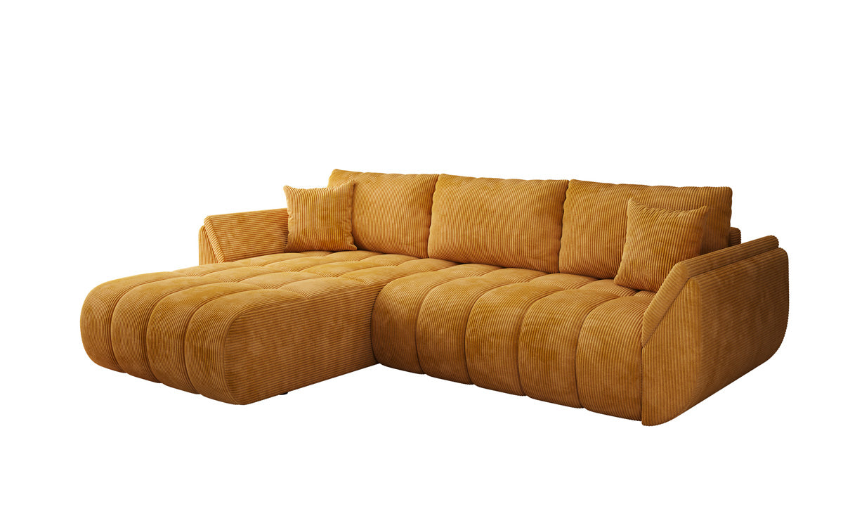 Designsofa Lenoa L met slaapfunctie en opbergruimte in Ribstof