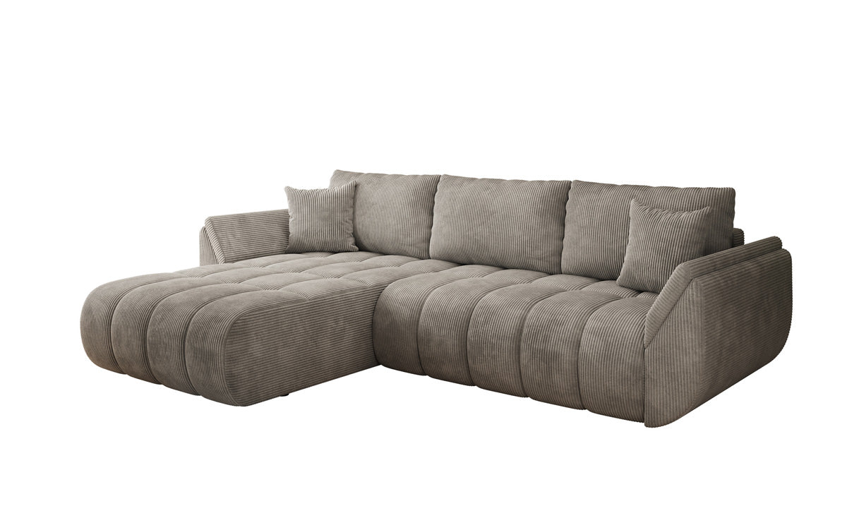 Designsofa Lenoa L met slaapfunctie en opbergruimte in Ribstof