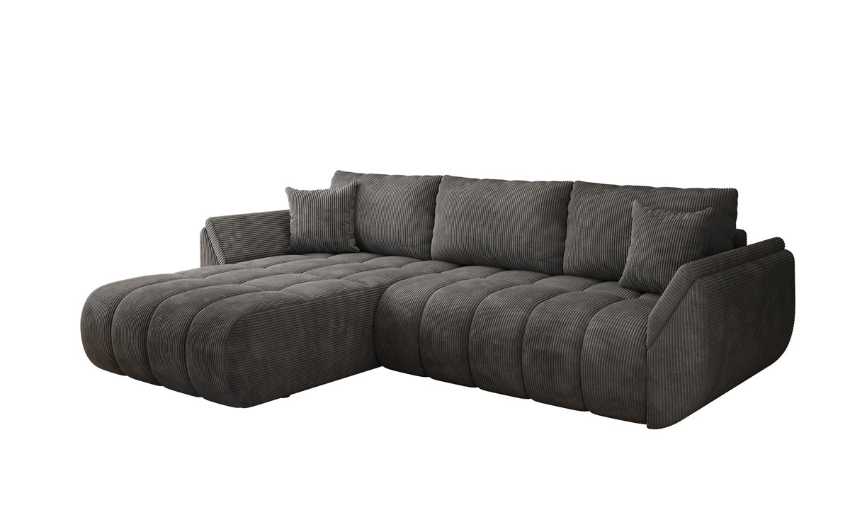 Designsofa Lenoa L met slaapfunctie en opbergruimte in Ribstof
