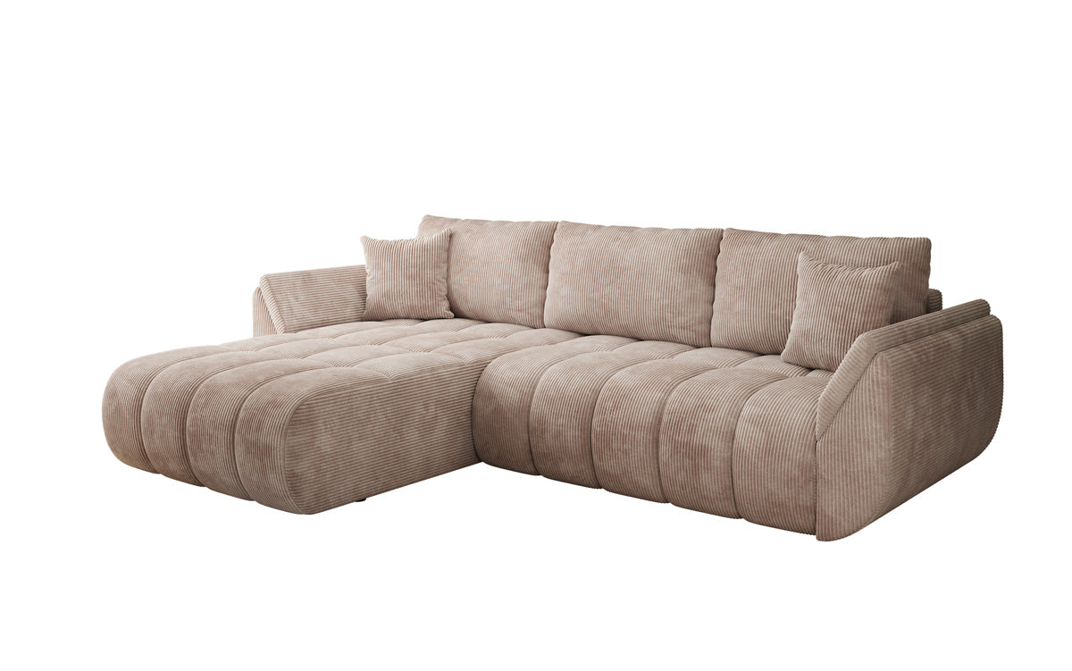 Designsofa Lenoa L met slaapfunctie en opbergruimte in Ribstof