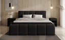 Designer gestoffeerd bed Romy in Teddystof Bouclé met opbergruimte incl. matrassen