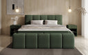 Designer gestoffeerd bed Romy in Teddystof Bouclé met opbergruimte incl. matrassen