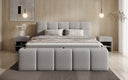 Designer gestoffeerd bed Romy in Teddystof Bouclé met opbergruimte incl. matrassen