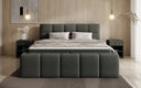 Designer gestoffeerd bed Romy in Teddystof Bouclé met opbergruimte incl. matrassen