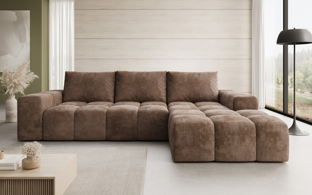 Canapé design Aila avec fonction couchage et fonction rabattable en Côtelé