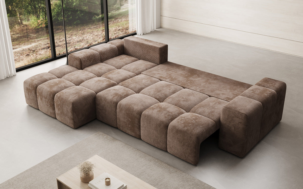 Canapé design Aila avec fonction couchage et fonction rabattable en Côtelé