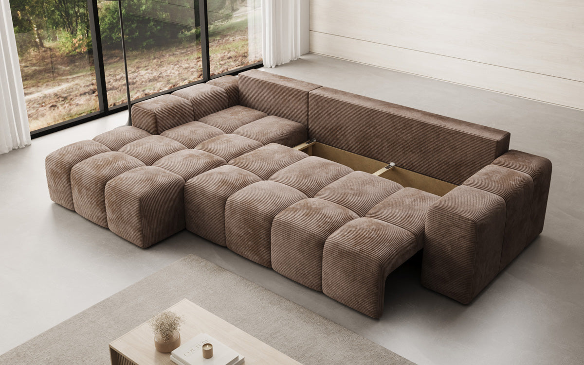 Canapé design Aila avec fonction couchage et fonction rabattable en Côtelé