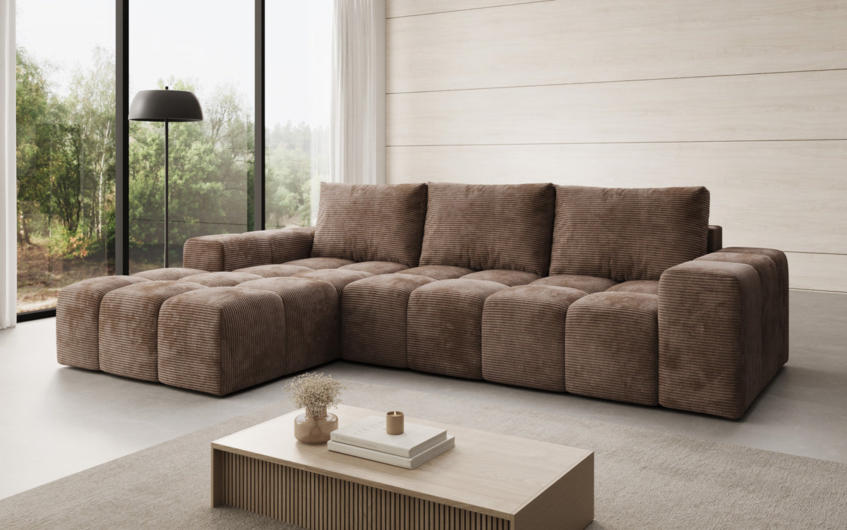 Canapé design Aila avec fonction couchage et fonction rabattable en Côtelé