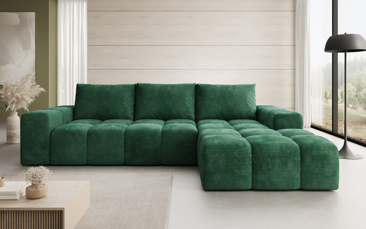 Canapé design Aila avec fonction couchage et fonction rabattable en Côtelé