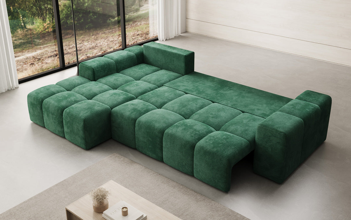 Canapé design Aila avec fonction couchage et fonction rabattable en Côtelé