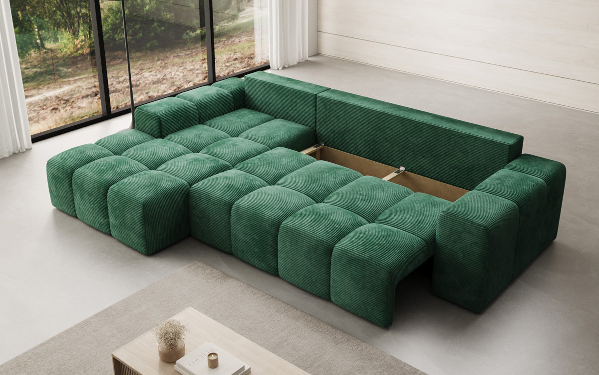 Canapé design Aila avec fonction couchage et fonction rabattable en Côtelé