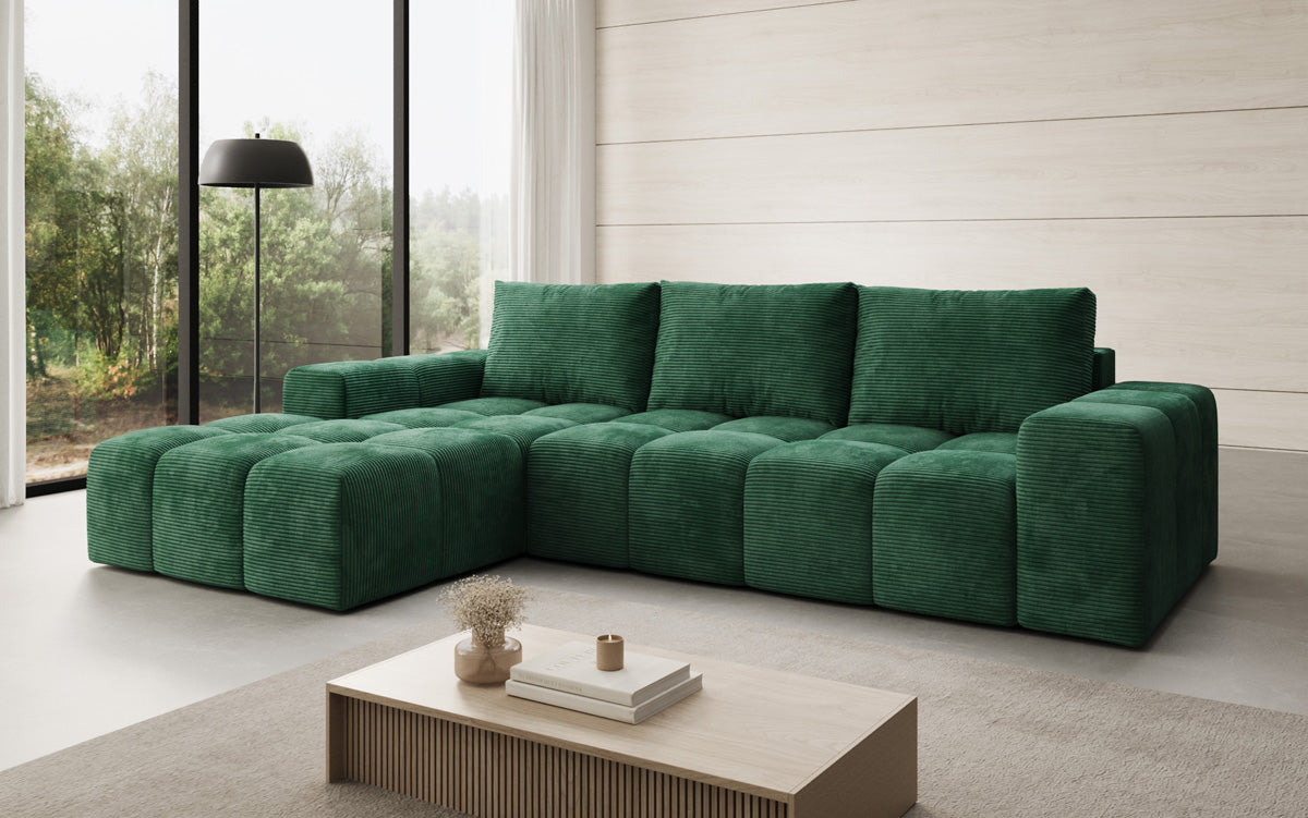 Canapé design Aila avec fonction couchage et fonction rabattable en Côtelé