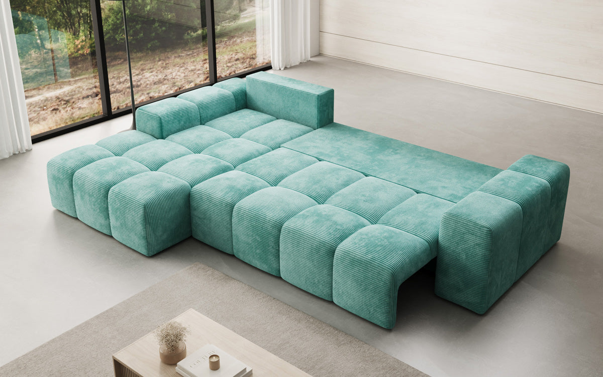 Canapé design Aila avec fonction couchage et fonction rabattable en Côtelé