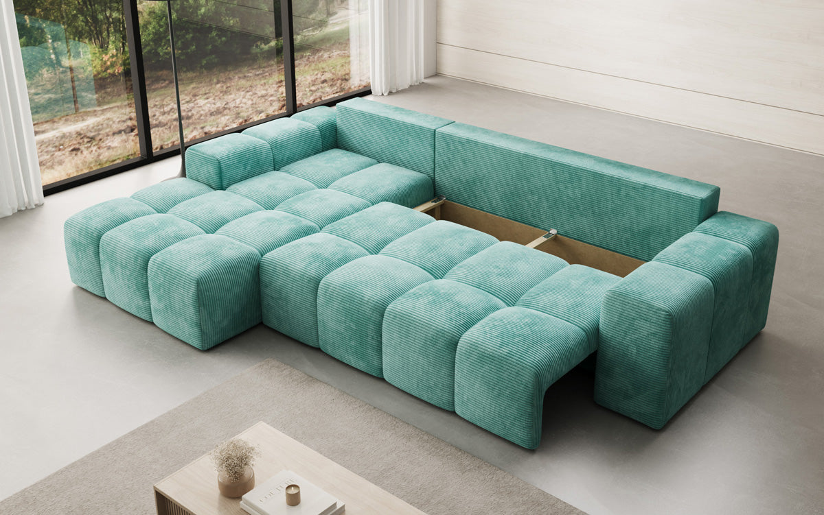 Canapé design Aila avec fonction couchage et fonction rabattable en Côtelé
