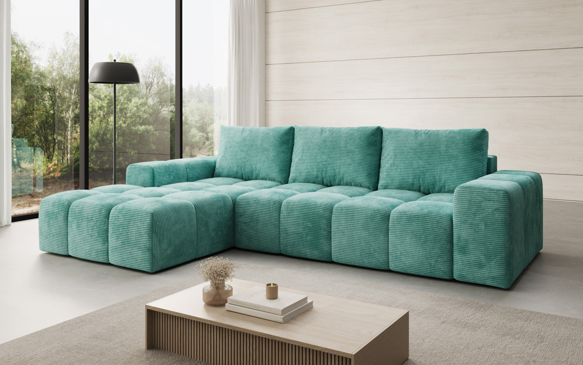 Canapé design Aila avec fonction couchage et fonction rabattable en Côtelé