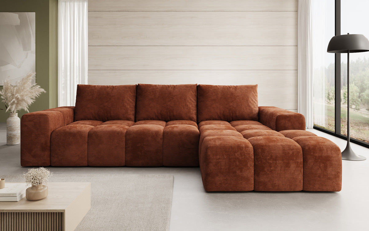 Canapé design Aila avec fonction couchage et fonction rabattable en Côtelé