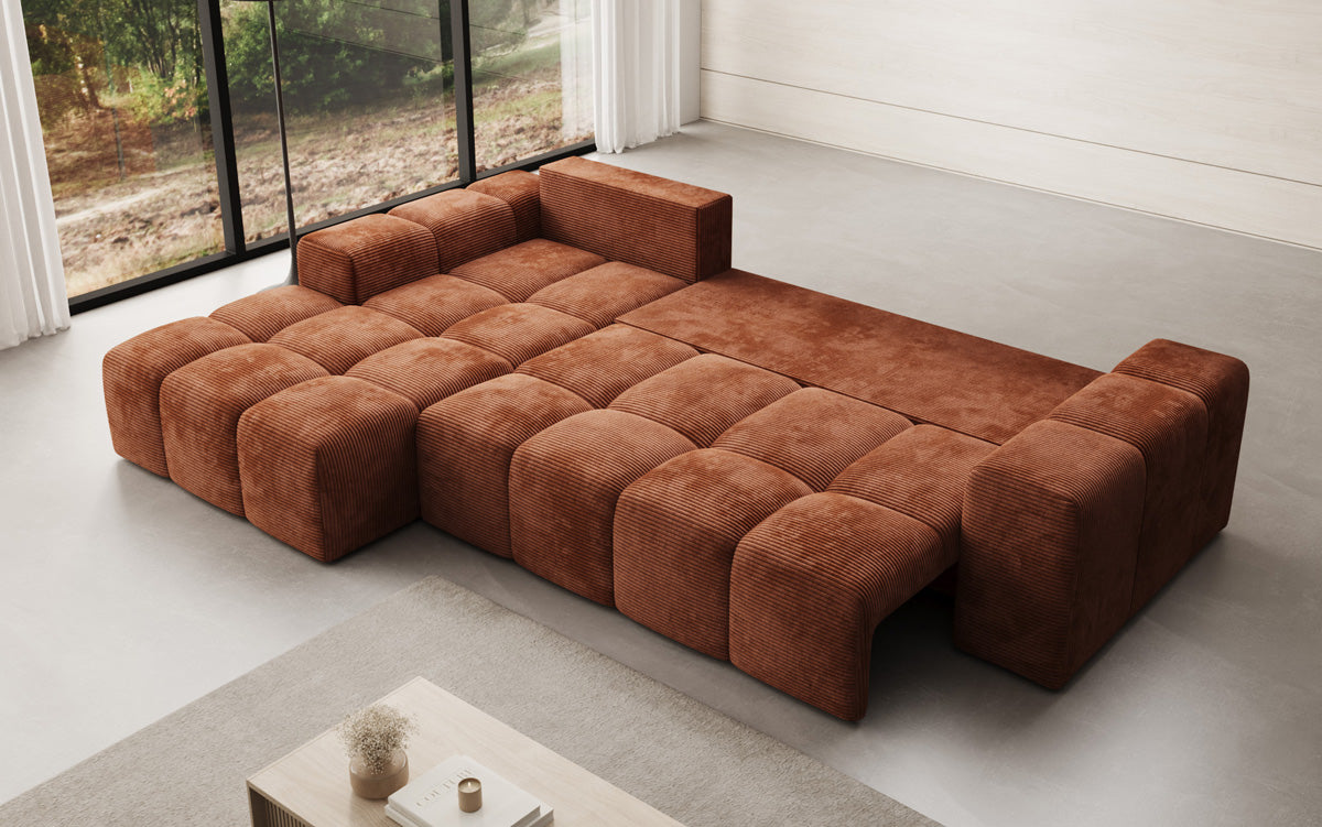 Canapé design Aila avec fonction couchage et fonction rabattable en Côtelé