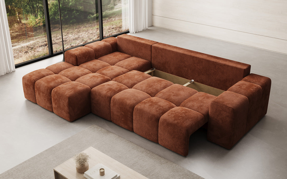 Canapé design Aila avec fonction couchage et fonction rabattable en Côtelé
