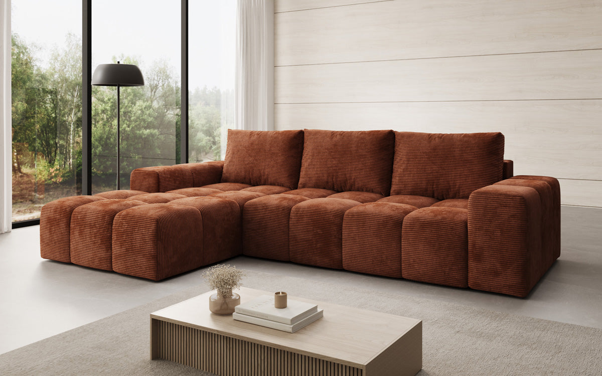 Canapé design Aila avec fonction couchage et fonction rabattable en Côtelé