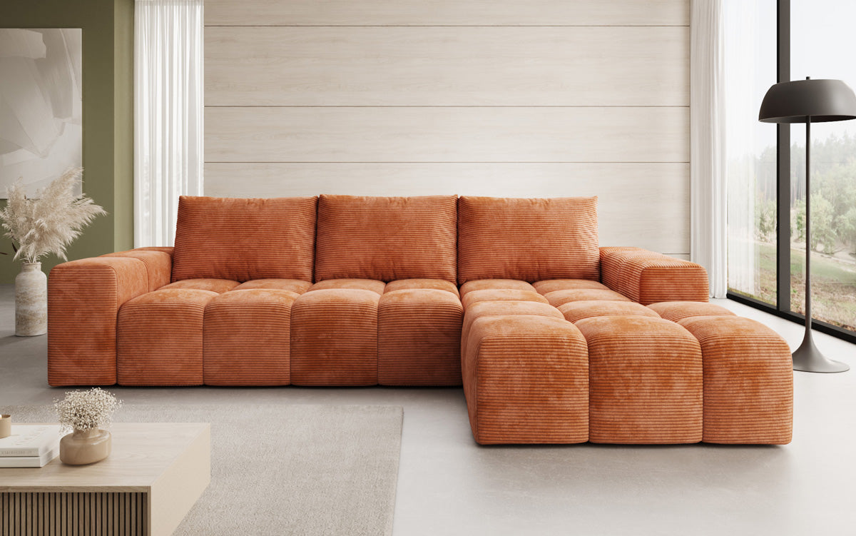 Canapé design Aila avec fonction couchage et fonction rabattable en Côtelé